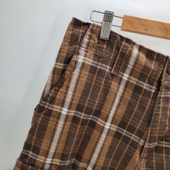 Old Navy Brown Plaid Cargo Shorts Size 30 Classic Fit Cotton Outdoor Utility - Picture 6 of 13